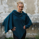 DÁMSKÉ PONČO - TOP KVALITA - PETROLEJOVÁ