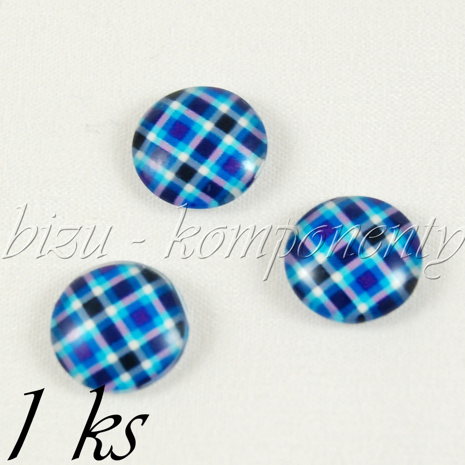 Skleněný kabošon modrý skotský, 12 mm (35 2425)