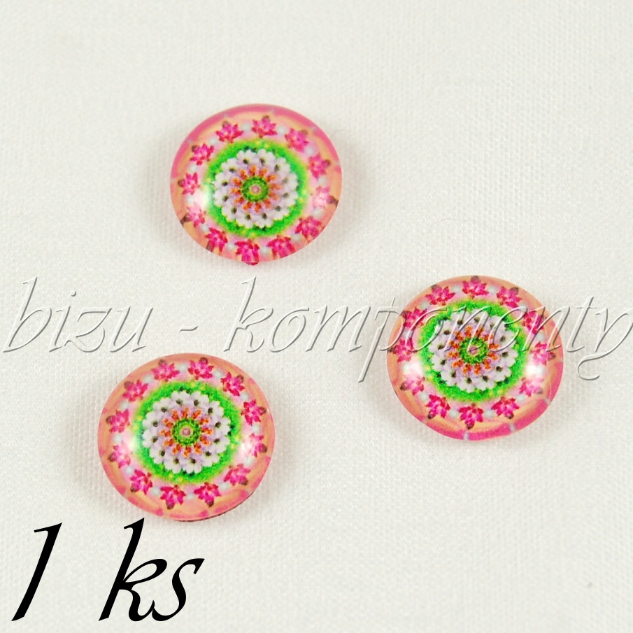 Skleněný kabošon růžovo-zelený, 12 mm (35 2122)