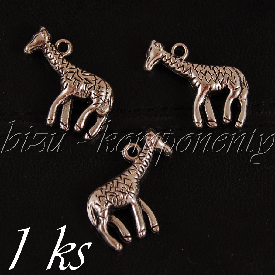 Žirafa - 1ks, stříbrná barva (02 1190)