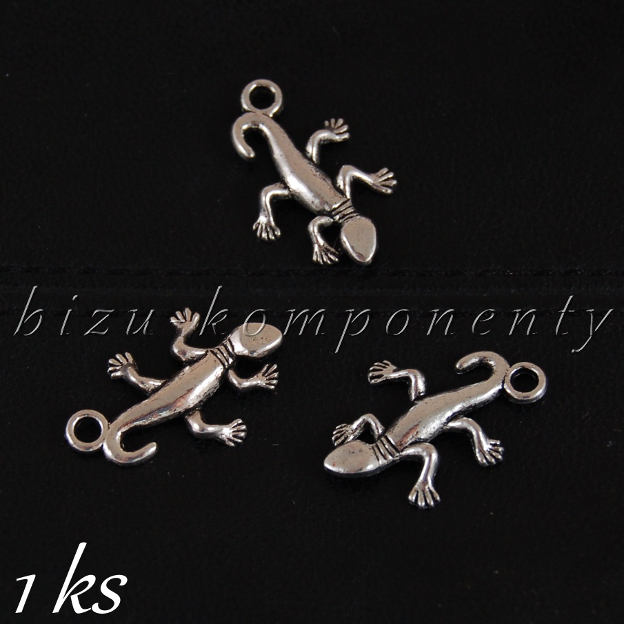 Ještěrka - 1ks, stříbrná barva (02 1188)