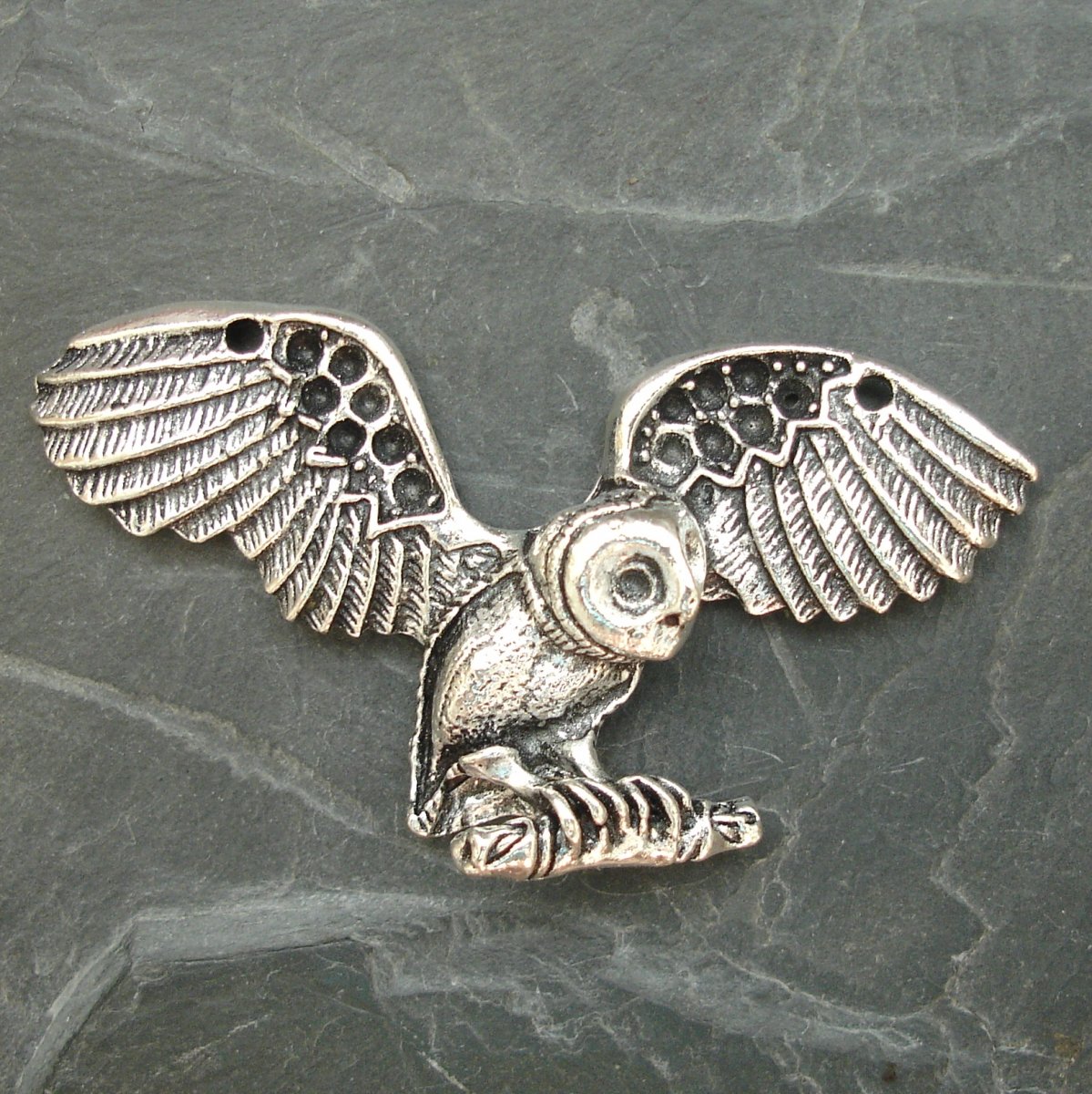 Přívěsek sova 31x60 mm - 1 ks - starostříbrná