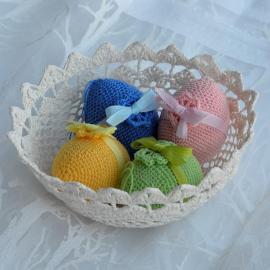 Něžné jaro - sada háčkovaných kraslic