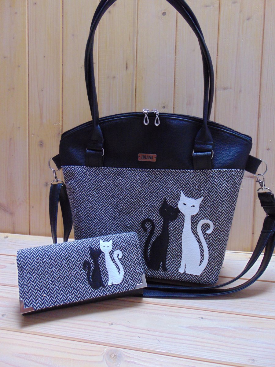 Kabelka kočky černá- bílá