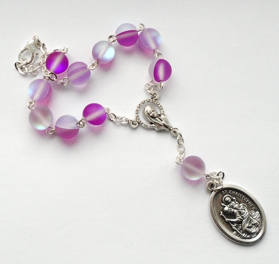 Růženec do auta se Svatým Kryštofem (MĚSÍČNÍ KÁMEN)