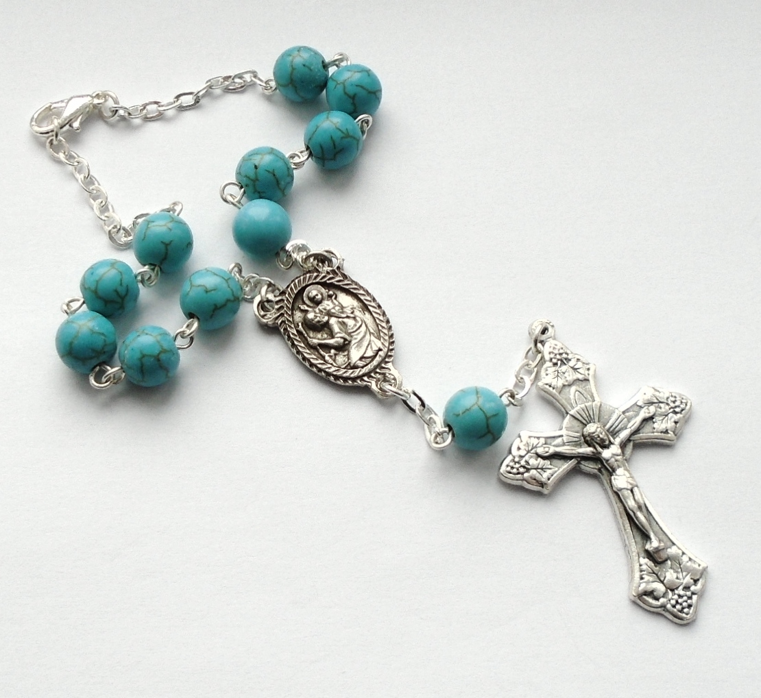 Růženec do auta se Svatým Kryštofem (TYRKENIT)