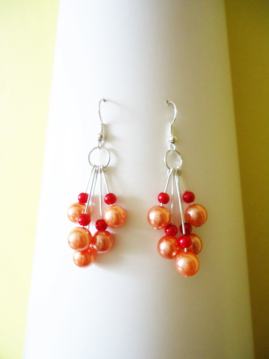 Červenooranžové náušnice