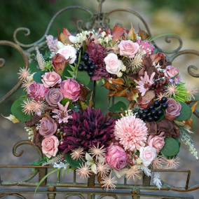 Věnec v bordó a růžové