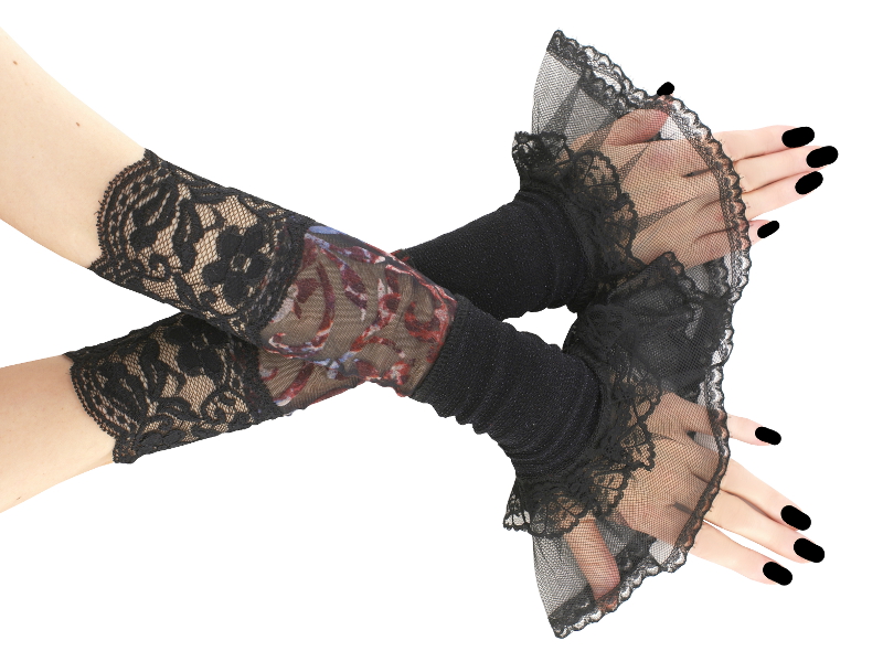 Společenské rukavice na ples elegantní s krajkou 0115