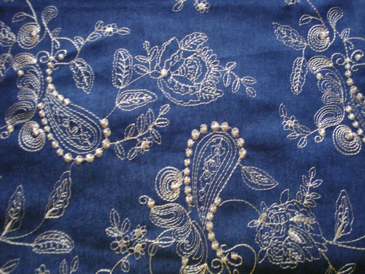 Džínovina s výšivkou - 0,60 cm