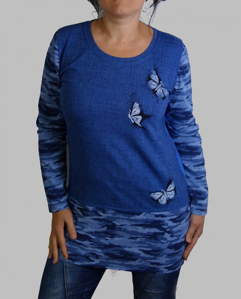 Tunika ... riflová s motýlky v.XL a 2XL
