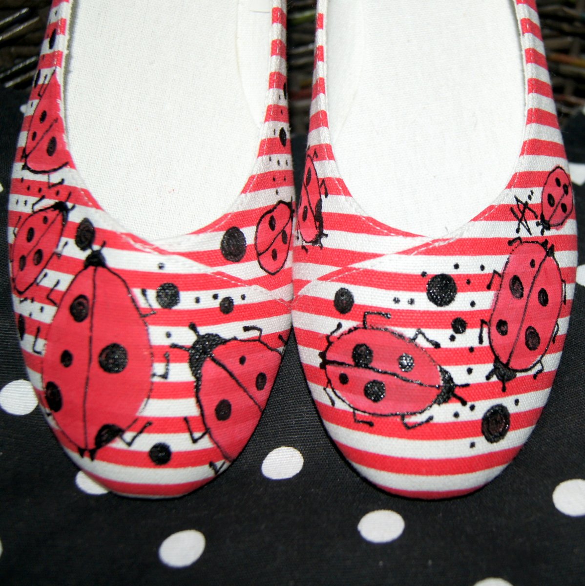 Malované beruškajdy balerínky vel.40 poslední pár!