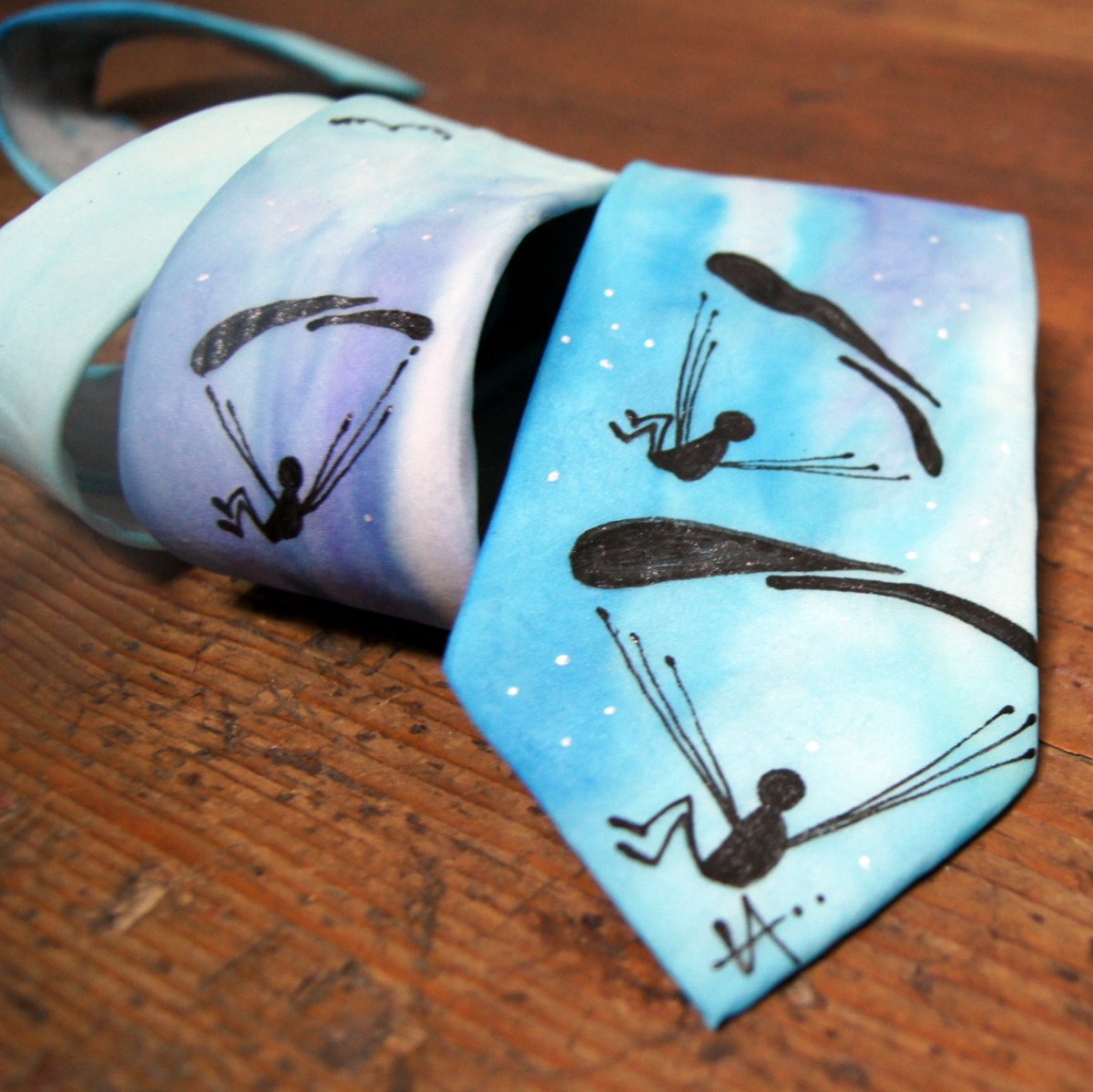 Malovaná kravata padáčková užší