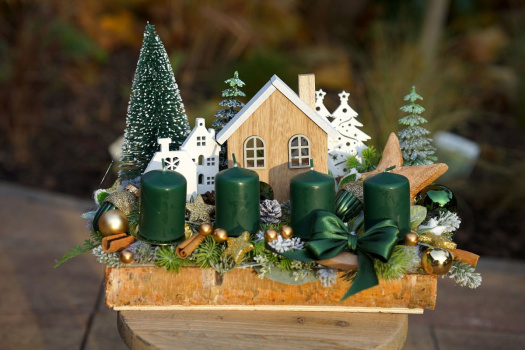 Adventní svícen v březové krabičce