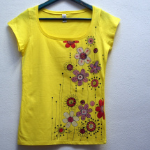 Malované triko žluté květnané M/L