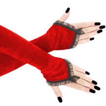 Sametové červené společenské rukavice opera 2R