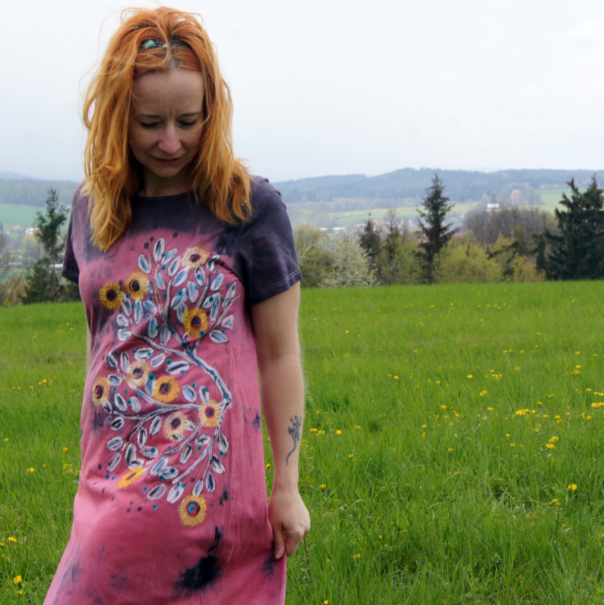 Malované batikované šaty L-XXL