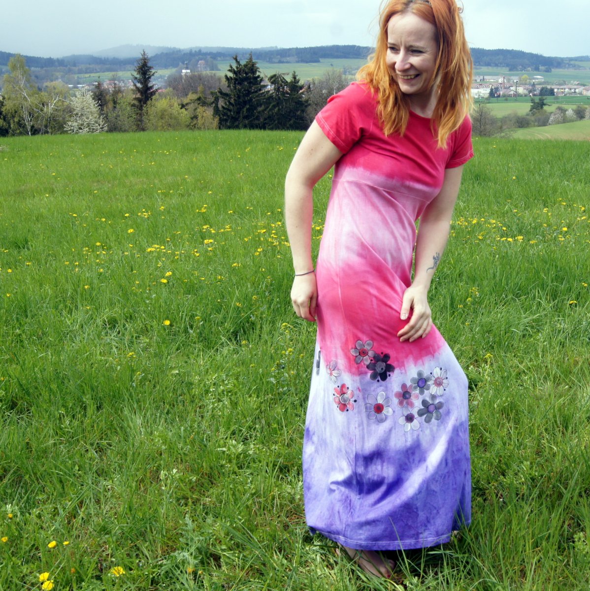 FlOWeRs malované šaty M-L