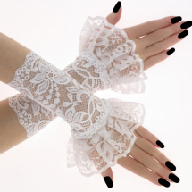  Bílé dámské společenské krajkové rukavice 0R4