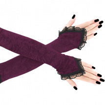 Dámské fialové sametové společenské rukavice 1020J