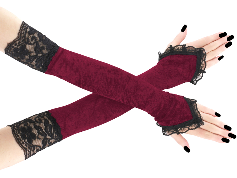 Dámské vínové sametové společenské rukavice 1020S