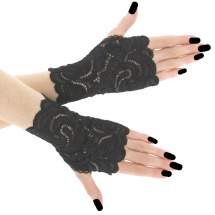 Dámské krajkové černé bezprsté rukavice 01BA