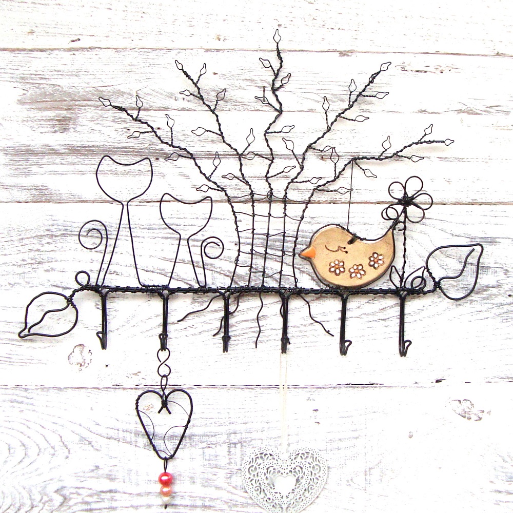 Budˇ opatrný ptáčku, tady bydlí kočky :-) - věšák 6háčků