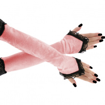 Dámské růžové sametové společenské rukavice 1020E