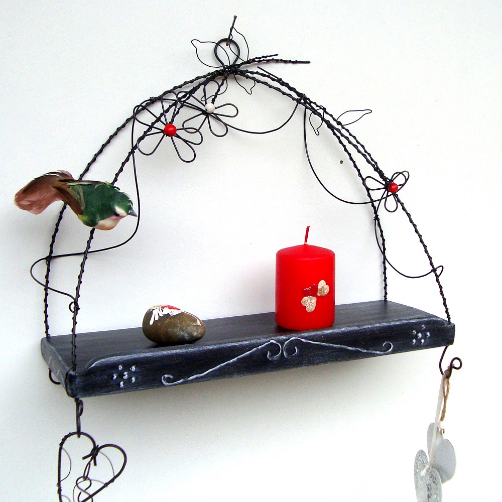 Dekorační polička vintage černá