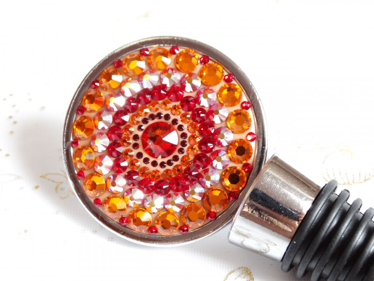 Zátka na láhev- Oranžová mandala