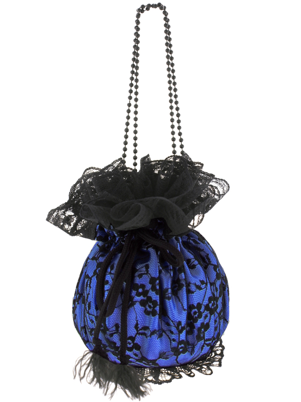 Pomparůrka krajková modrá kabelka burleska 7K