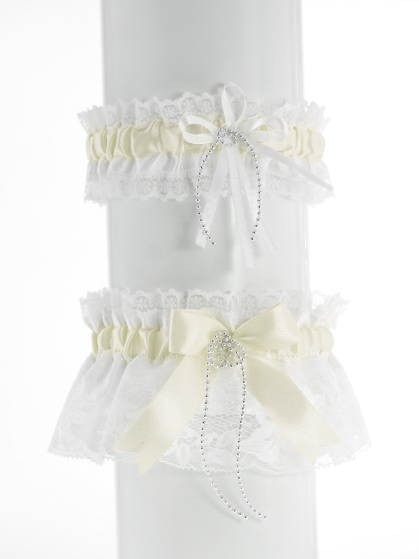 set podvazek pro nevěstu ivory krajkový 05P