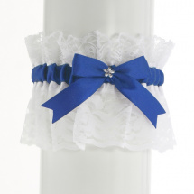 Saténový podvazek modrý s krajkou pro nevěstu 1P2