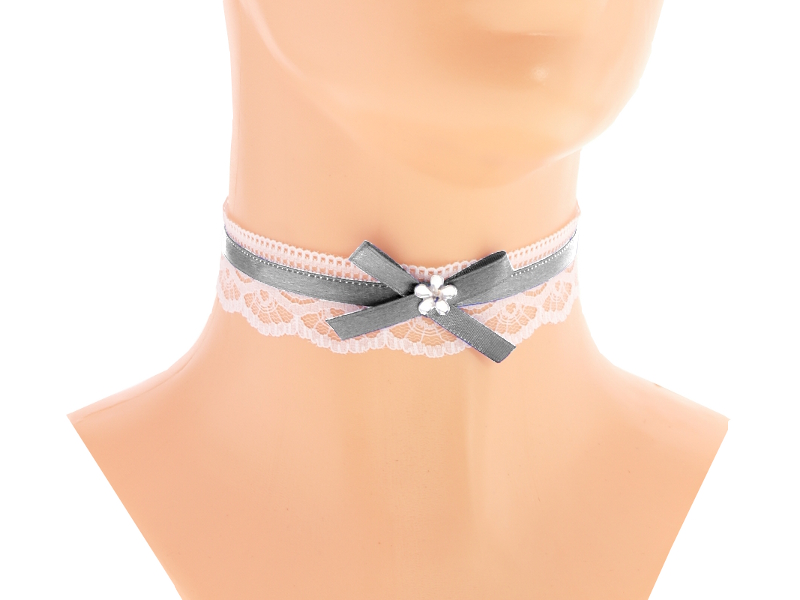 Dámský obojek bílý krajkový pro nevěstu 08T