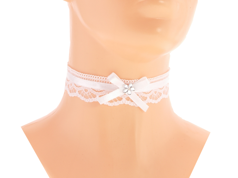 Dámský obojek bílý krajkový pro nevěstu 08T