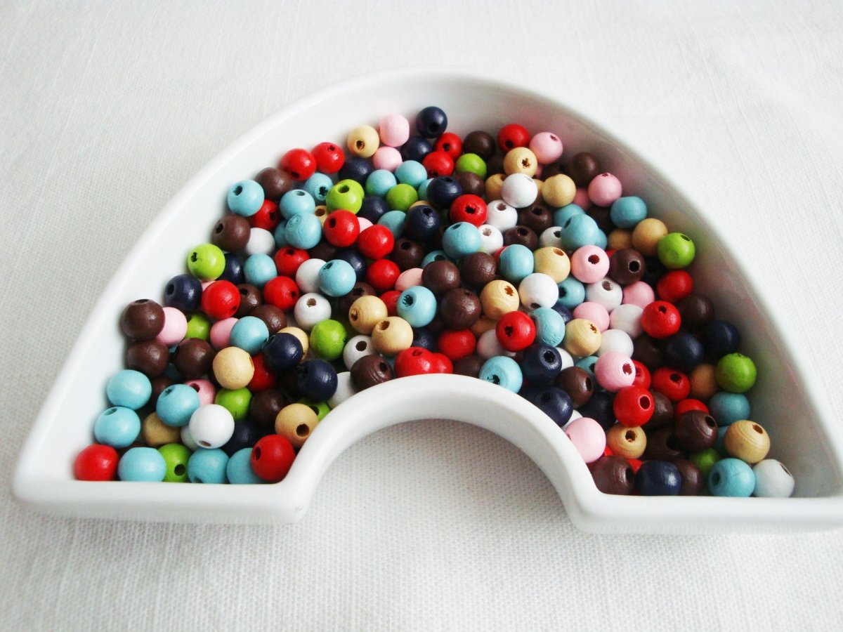 Dřevěné korálky 8 mm (120ks) - mix