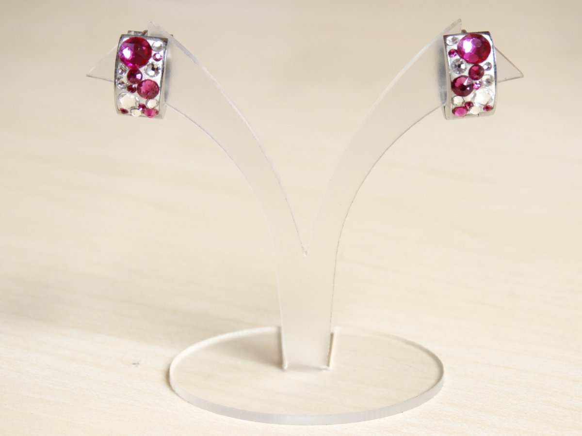 Bílo-růžové kreolky z chirurgické oceli