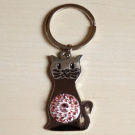 Přívěsek na klíče/kabelku- Růžovo-bílá kočka