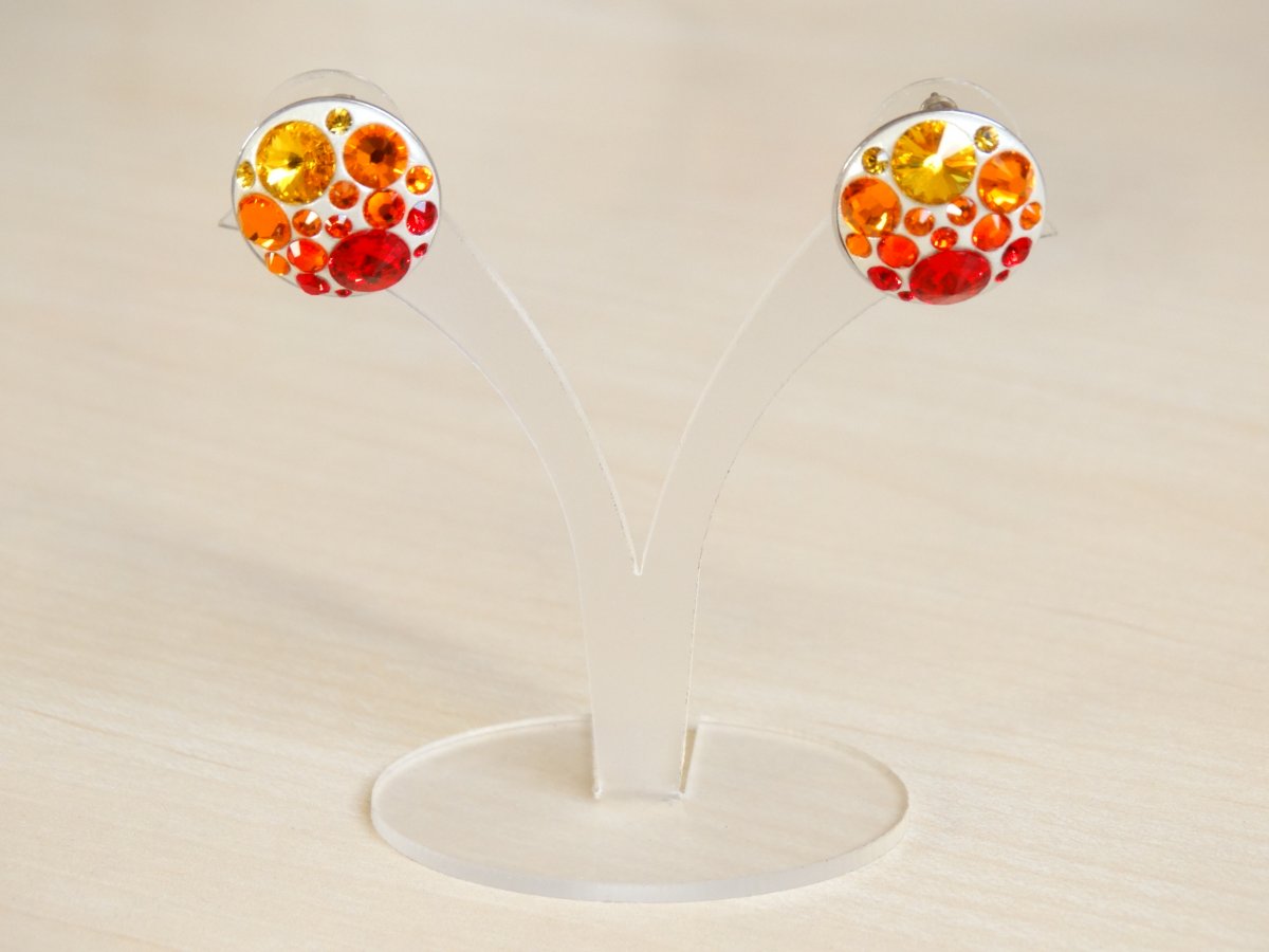 Střední červeno-oranžovo-žluté náušnice