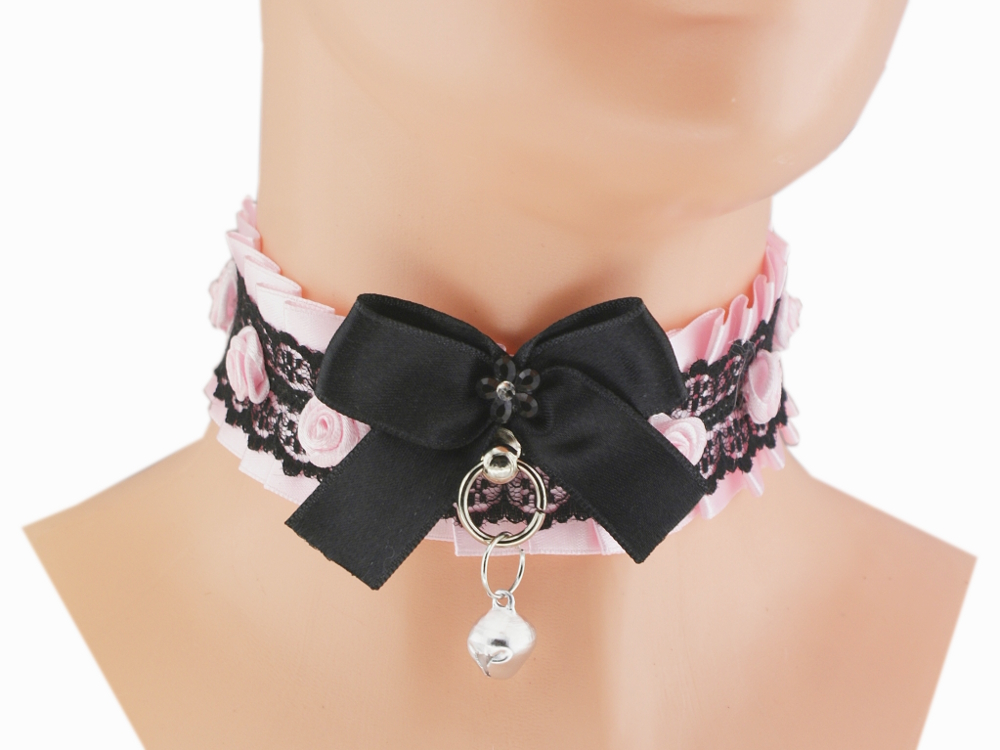 Kitten play collar, bdsm obojek, růžový obojek W1