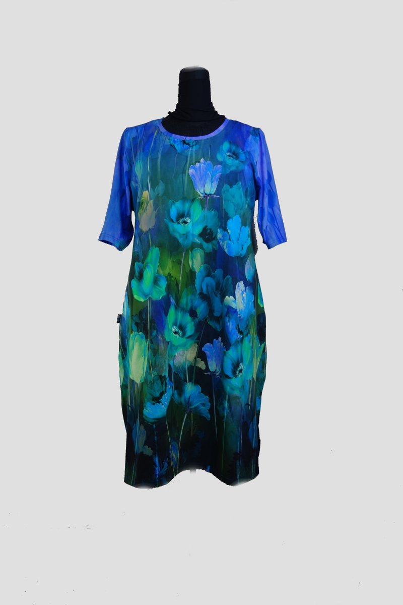 Šaty tulipány v modré