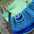 Zelenomodrá dívčí sukně s dráčkem Tabaluga