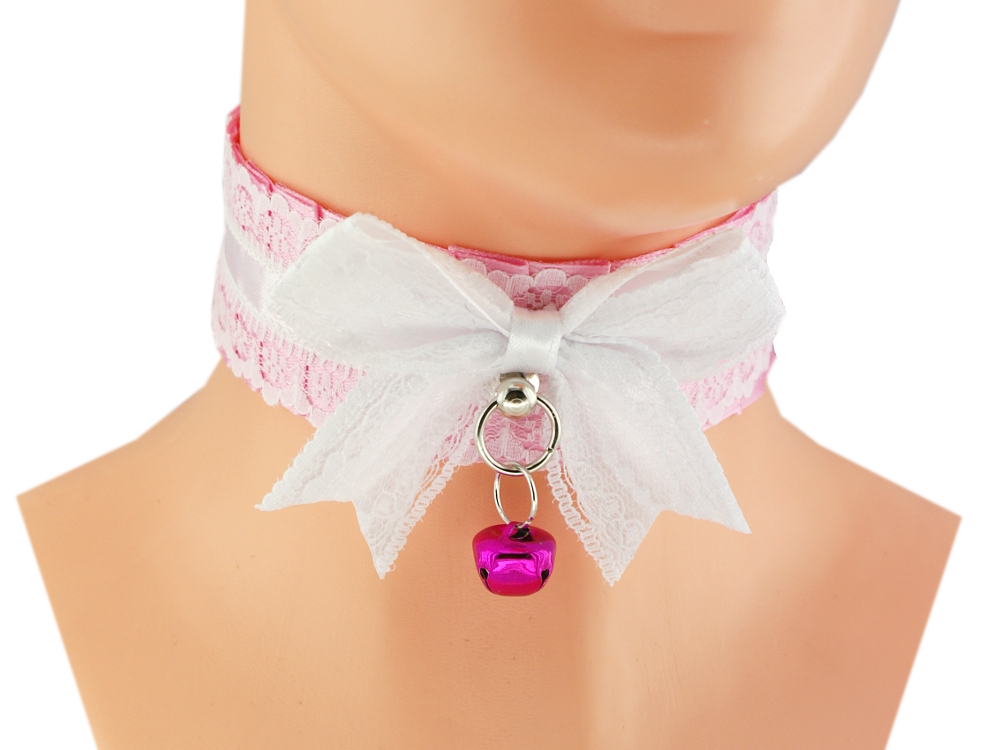 Kitten play collar, bdsm obojek, růžový obojek Ř1