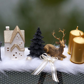 Zlato-černý adventní podlouhlý svícen