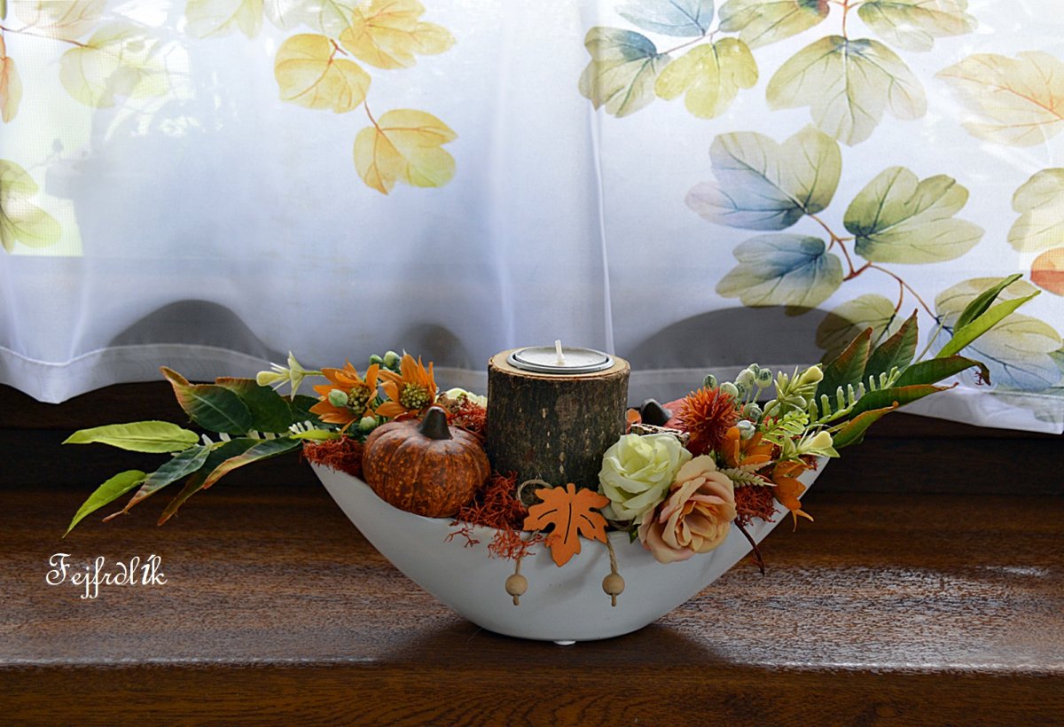 podzimní svícen na čajovou svíčku..