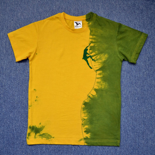 Žluto-zelené dětské tričko s horolezcem (10 let) 11701055