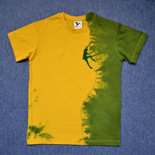 Žluto-zelené dětské tričko s horolezcem (10 let) 11701055