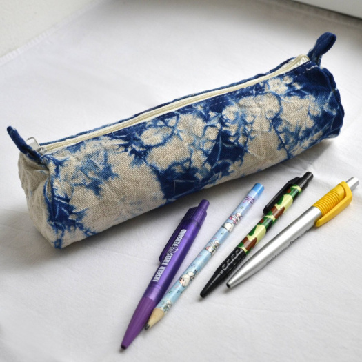Batikovaný penál (pouzdro na tužky) - modré 11812016