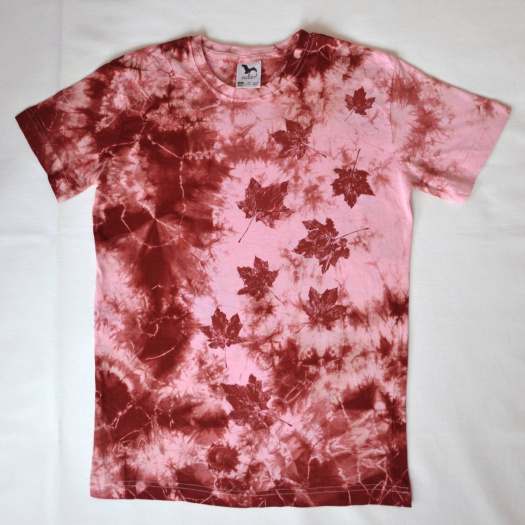 Růžovo-vínové dětské tričko s listy (12 let) 11974084