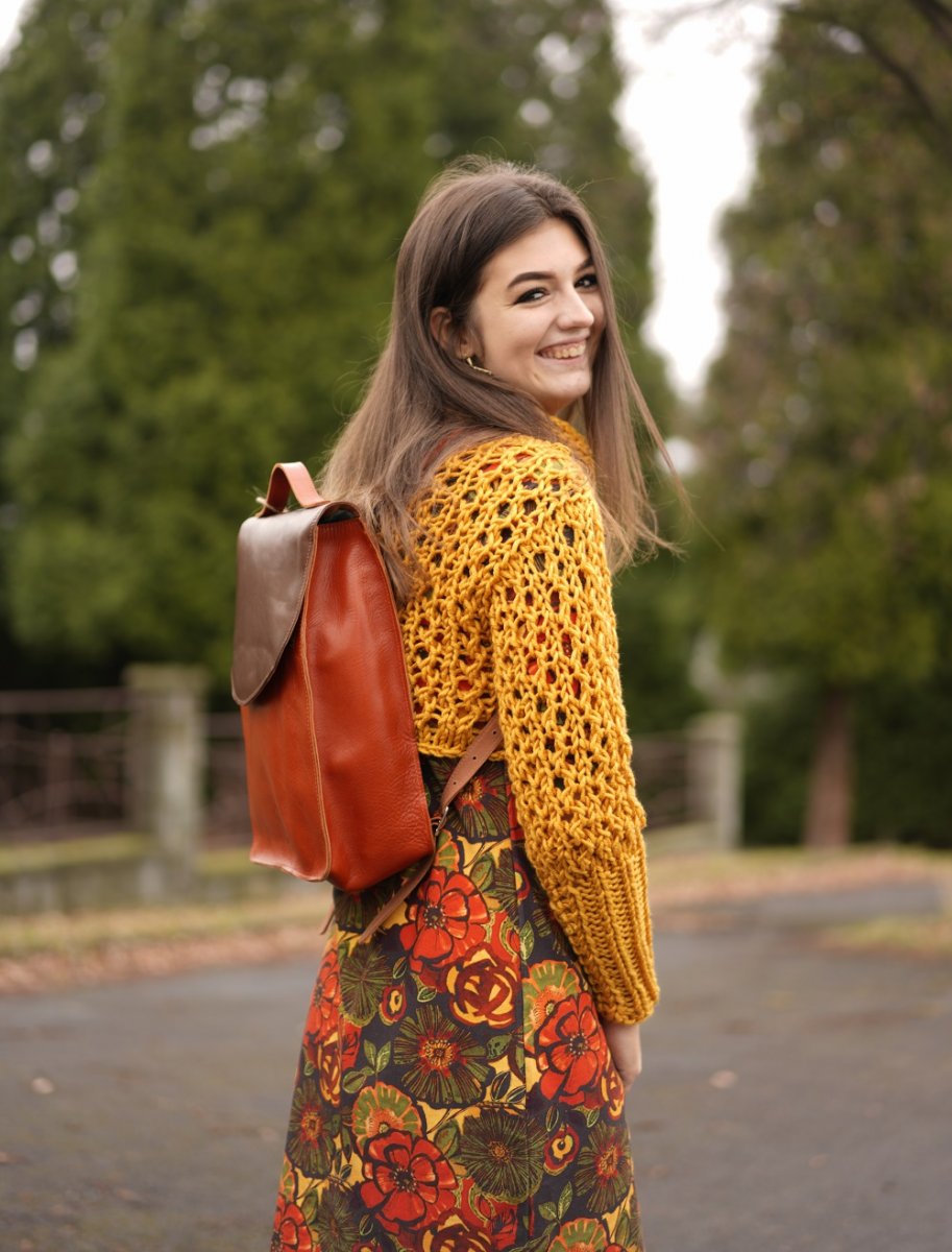 Kožený batoh M 50/18 - hnědo/rezavý